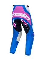 Alpinestars Techstar Maven byxor, blå och korallrosa motocrossbyxor sedda bakifrån med atletisk racingpassform.