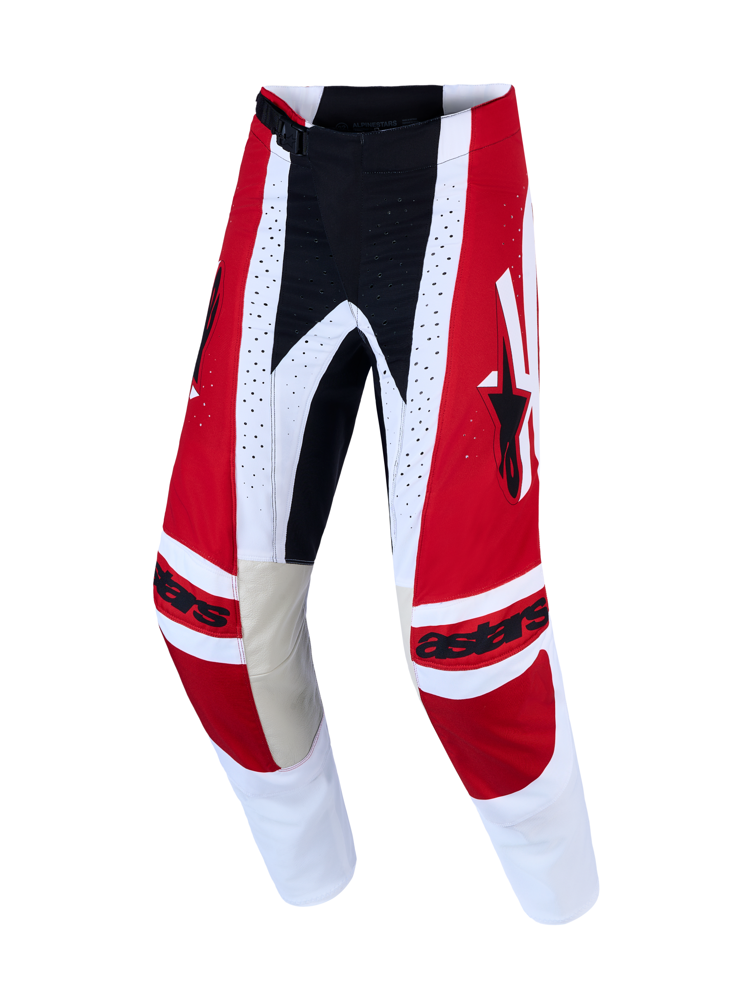 Alpinestars Techstar Maven Pants, Motocross Racing, Men's, Red and White, durable 600D polyfabric construction.