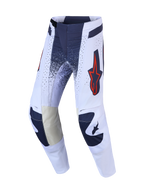 Alpinestars Techstar Swan motocrossbyxor, ljuslila och mörkgrå med röda fluo-detaljer och läderförstärkta innerknän