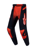 Alpinestars Techstar Swan byxor, röda och svarta motocrossbyxor med läderknän och stretchchassi för terrängkörning.