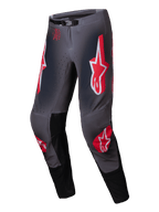 Alpinestars 2025 Supertech Lipan byxor, motocross-byxor för herrar, gråa och röda med stretch ripstop-material och läderknäpaneler