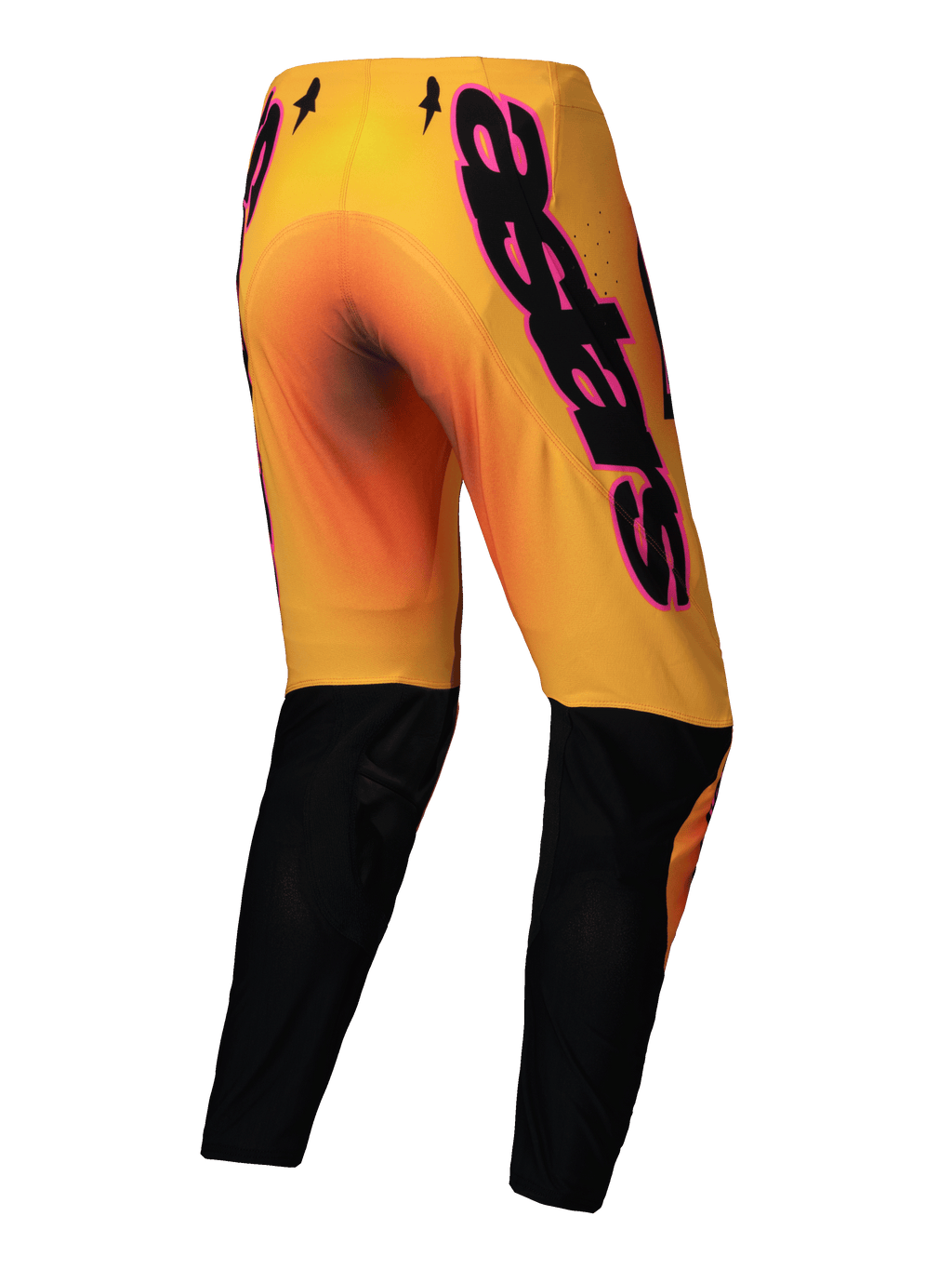 Alpinestars 2025 Supertech Lipan byxor, gula och rosa med svarta underben, motocrossbyxor med stretch rip-stop-konstruktion