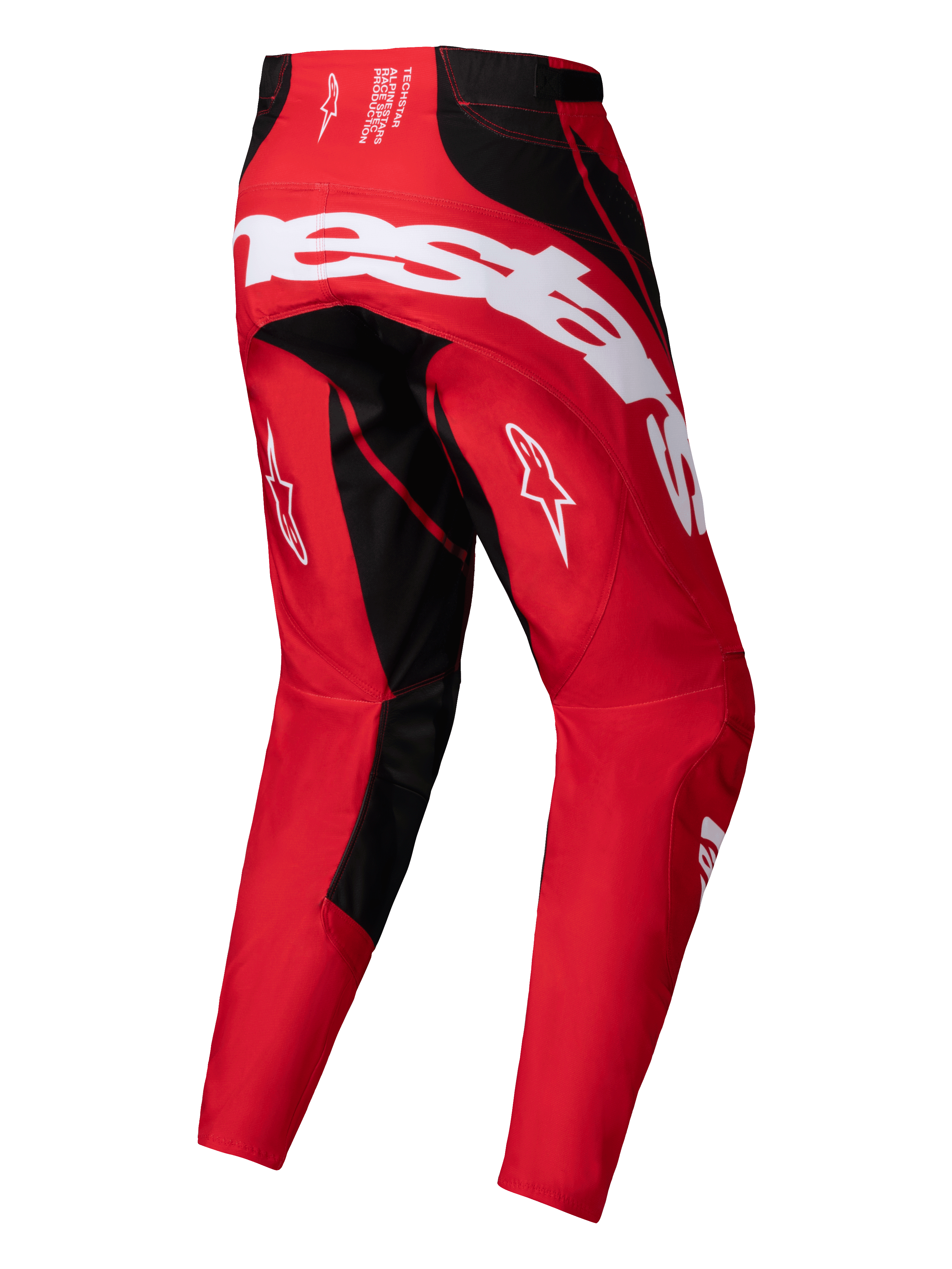 Alpinestars 2025 Techstar Dreem Pants, Men's Motocross Off-Road Pants, Bright Red and Black, rear view showing stretch ripstop construction and durable 600D polyfabric