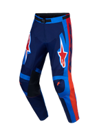 Alpinestars Racer Hunt Pants, Navy Blue and Red Motocross Racing Trousers with ergonomic fit and A-star graphics.