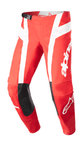 Alpinestars 2023 Techstar Arch byxor, motocrossbyxor, Mars Red och vit, svarta knäpartier i läder, perforerade ventilationspaneler, justerbart midjespänne, högpresterande utrustning för terrängkörning