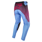 Alpinestars 2024 Racer Hoen Pants, Motocross Pants, Lavan Purple and Black, rear view featuring light blue legs, large pink Alpinestars logo on the seat, black inner knee panels, and ergonomic pre-curved construction for off-road riding