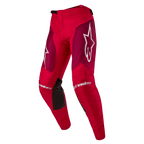 Alpinestars 2024 Racer Hoen-byxor, motocrossbyxor, Mars Red Burgundy, vinröda lårpaneler och vit Alpinestars-logotyp på knän och höfter, svarta greppaneler på insidan av knäna, sportig förböjd design för offroad-prestanda