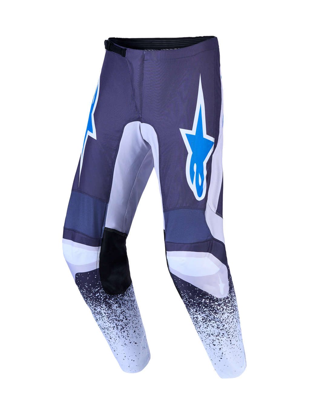 Alpinestars Fluid Drag byxor, motocrossbyxor för herrar i grått och blått, förstärkt polytyg med stjärnlogotypsgrafik