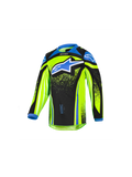 Alpinestars 2026 Kids Racer Nomur Jersey, Youth Motocross Long-Sleeve Jersey, Fluorescent Yellow and Black with Blue Accents, Large Blue Star Logo on Chest, Lightweight Moisture-Wicking Performance Fabric for Off-Road Riding