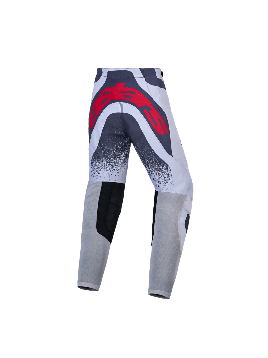 Alpinestars Ungdom Supertech Swan motocrossbyxor, gråa och röda, atletisk tävlingspassform med stor bakre logotyp