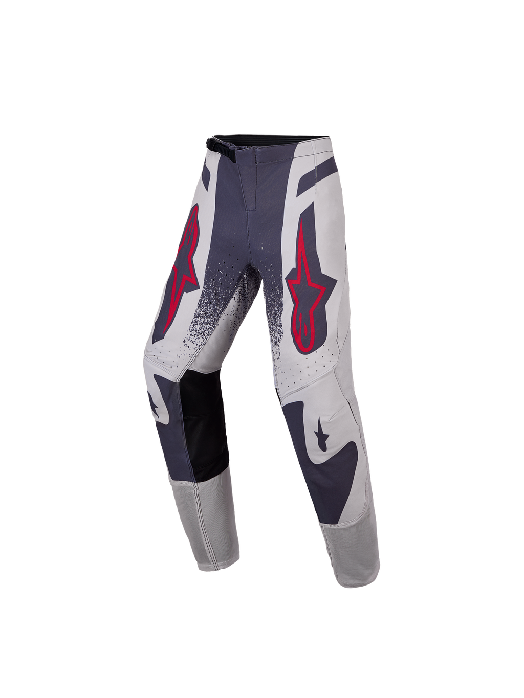Alpinestars 2027 Supertech Swan ungdomsbyxor, motocrossbyxor för terrängkörning, grå och röda, i slitstark stretch-ripstop.