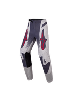 Alpinestars 2027 Supertech Swan ungdomsbyxor, motocrossbyxor för terrängkörning, grå och röda, i slitstark stretch-ripstop.