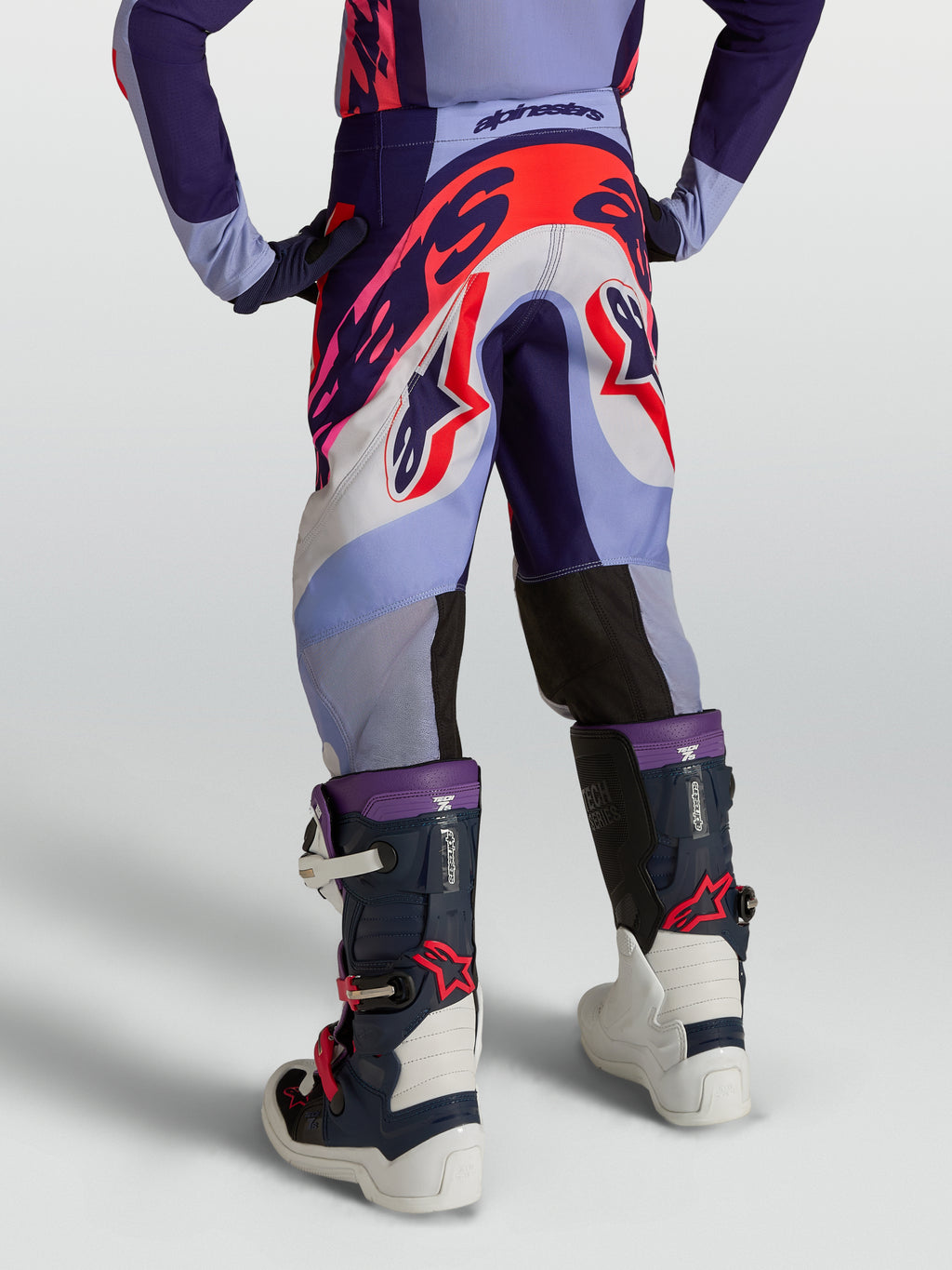 Alpinestars 2027 Supertech Dyna ungdomsbyxor, lila och rosa fluo, motocrossbyxor i stretch-ripstop för terrängkörning