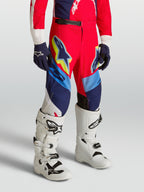 Alpinestars 2027 Supertech Dyna ungdomsbyxor, röda och marinblå motocrossbyxor i stretch rip-stop, lätta och ventilerande för tävling.