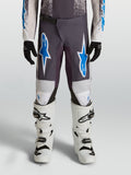Alpinestars Ungdom Fluid Drag byxor, grå och blå motocrossbyxor i 600D polytyg med förstärkta knän.
