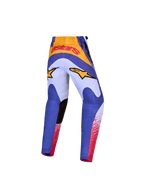 Alpinestars 2027 Ungdom Fluid Drag byxor, blå och guld motocrossbyxor med förböjd ergonomisk passform, vy bakifrån.