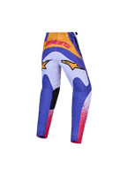 Alpinestars Fluid Drag ungdomsbyxor, blå och lila motocrossbyxor med gulddetaljer och förstärkt säte.