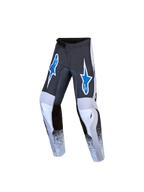 Alpinestars 2027 Ungdom Fluid Drag byxor, motocrossbyxor i grått och blått, förböjd ergonomisk passform i slitstarkt 600D-polytyg för terrängkörning.