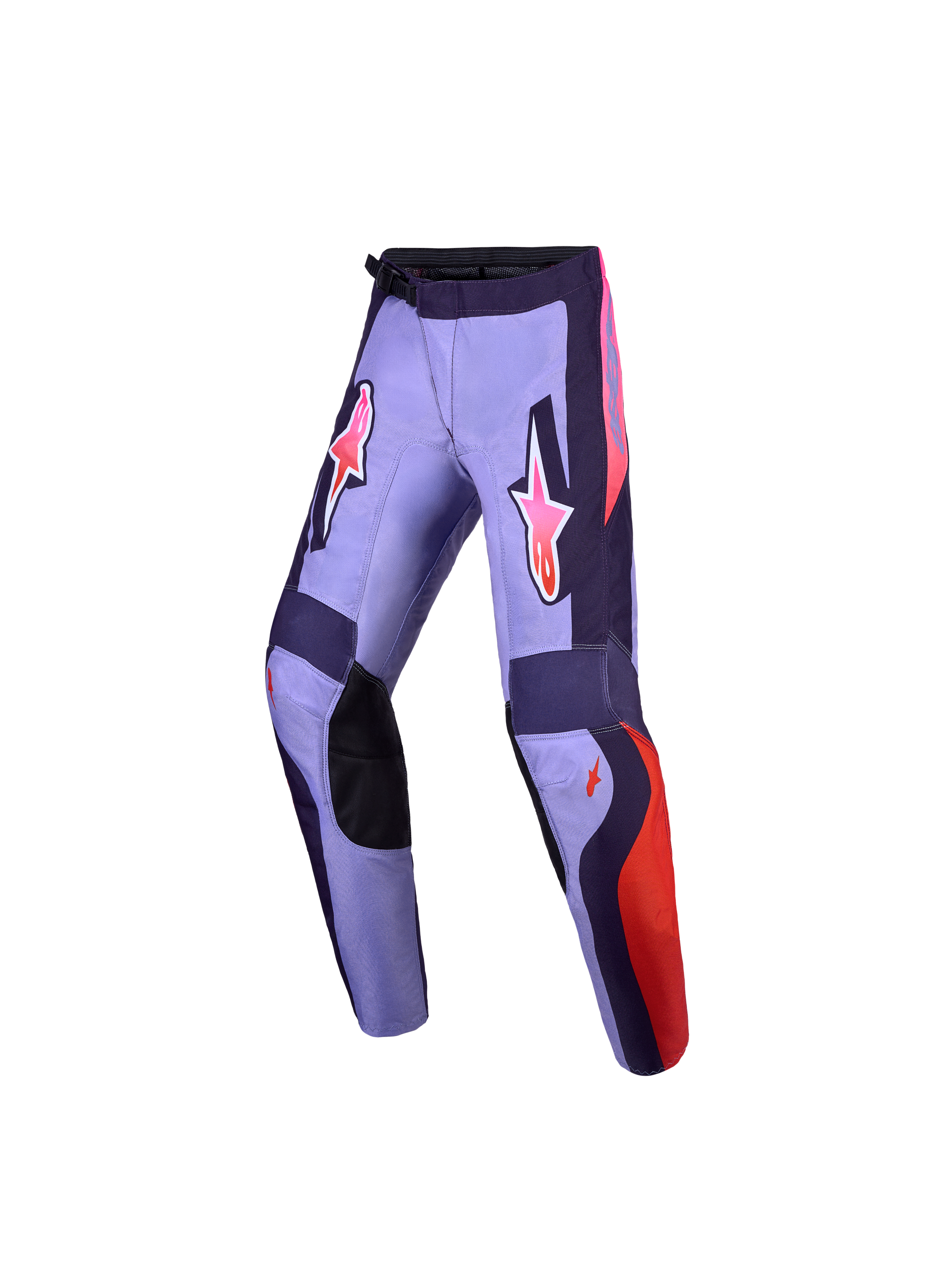 Alpinestars 2027 Ungdom Fluid Hunt byxor, lila och rosa motocrossbyxor med slitstarkt 600D-material och sportpassform.