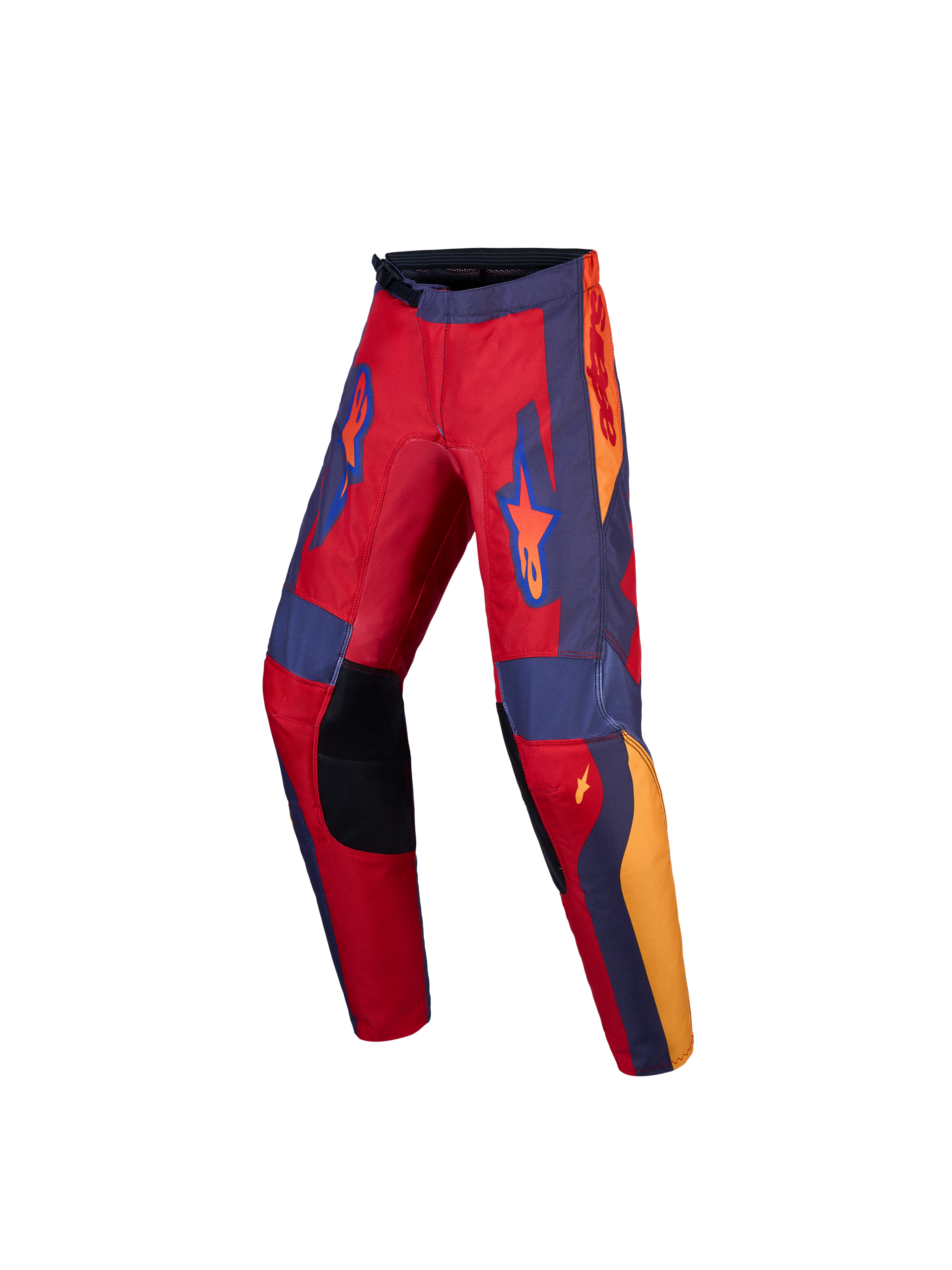 Alpinestars Fluid Hunt ungdomsbyxor, motocrossbyxor i rött och grått, förstärkta knän och stretchpaneler för terrängkörning