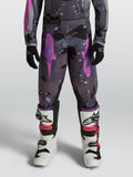 Alpinestars Ungdom Fluid Lone byxor, lila och grå camo motocrossbyxor för terrängkörning, hållbart 600D polytyg