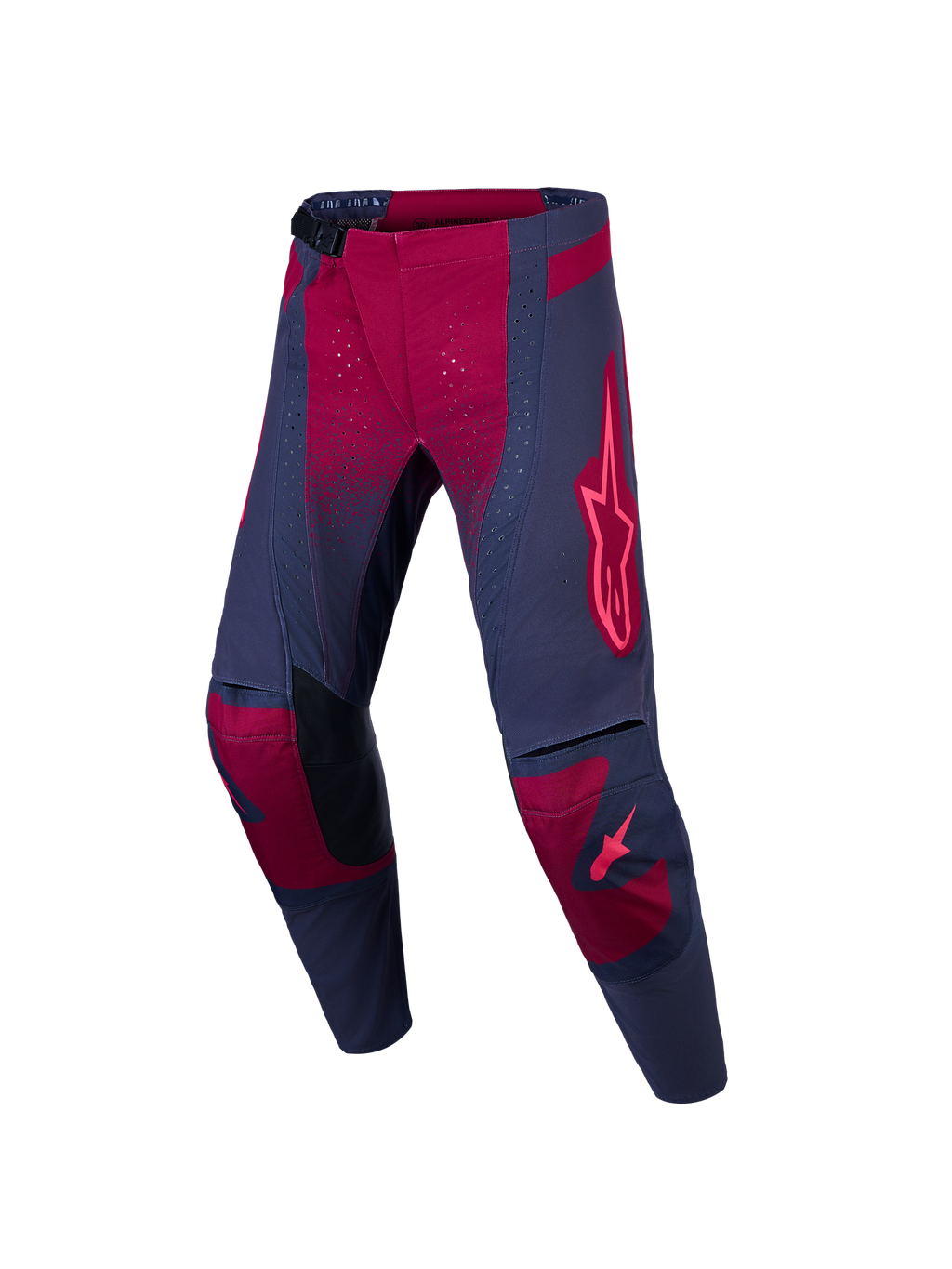 Alpinestars Stella Techstar Swan byxor, motocrossbyxor för dam, grå och röda med perforerade paneler för luftflöde.