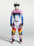 Alpinestars Supertech Dyna MX-utrustningsset och tröja, vit och blå med lila detaljer, herrmodell för terrängkörning.