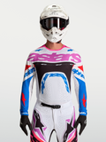 Alpinestars Supertech Dyna tröja, motocrosströja för herr, vit, blå och rosa, andningsbar lättviktsmesh för racing