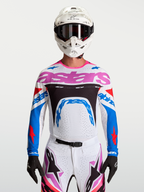 Alpinestars Supertech Dyna tröja, motocrosströja för herr, vit, blå och rosa, andningsbar lättviktsmesh för racing