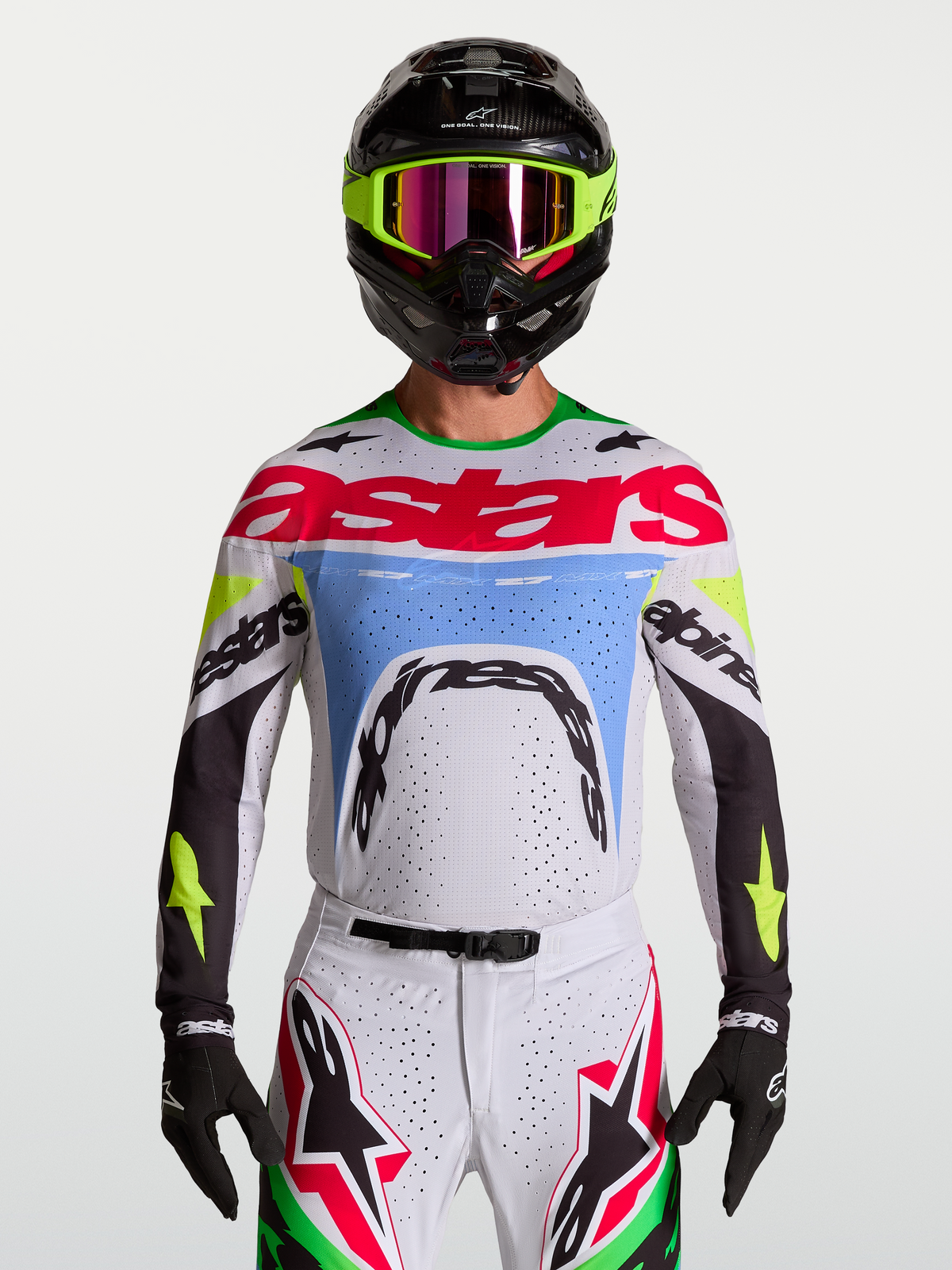 Alpinestars 2027 Supertech Dyna tröja, motocrosströja för herr, ljuslila och neongrön, i ventilerad stretchmesh.