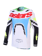 Alpinestars 2027 Supertech Dyna tröja, motocrosströja för herr, vit och fluogrön, atletisk racingpassform i stretchmesh