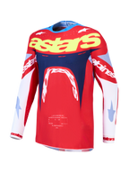 Alpinestars Supertech Dyna tröja, röd och mörkblå motocrosströja för herr i lätt stretchmesh med atletisk passform.