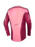 Alpinestars 2026 Racer Riway-tröja, motocrosströja, Dark Red Coral, baksida som visar flerpanelskonstruktion, Astars-logotyp på nedre ryggen och astars-märkning på långa ärmar, prestandautrustning för terrängkörning