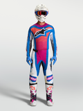 Alpinestars Techstar Maven tröja och utrustningsset, blått och rosa motocross-ställ med ergonomisk racingpassform.