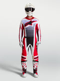 Alpinestars Techstar Maven utrustningsset, röd och vit motocross-outfit för herrar med atletisk tävlingspassform