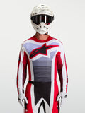 Alpinestars Techstar Maven tröja, herr-motocrosströja för racing, röd och vit, lätt tekniskt material med atletisk passform