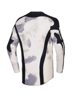 Alpinestars 2026 Racer Lahnd-tröja, motocrosströja, Sand Camo med naturvita och grå penseldragsmönster, baksida med vertikala svarta meshpaneler, svart krage och förlängt bakstycke för ökad täckning