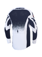 Alpinestars Techstar Swan tröja, vit och mörkgrå motocrosströja med laserskurna perforeringar och Swan-grafik.