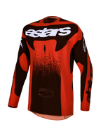Alpinestars Techstar Swan tröja, motocrosströja för herr, röd och svart, lätt stretchtyg, vit astars-logotyp på bröstet, racingpassform för terrängkörning