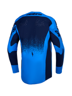 Alpinestars 2027 Techstar Swan Jersey, Men's Motocross Jersey, Blue and Navy, back view featuring laser-cut ventilation.