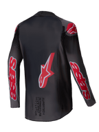 Alpinestars 2025 Supertech Lipan tröja, motocross offroad-tröja, rökfärgad och klarröd, lätt stretchmesh med perforerad ventilation, bakifrån