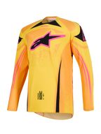 2026 Techstar Nomur-tröja, motocrosströja i orange, gult och rosa, med en framträdande rosa och svart Alpinestars stjärnlogotyp på bröstet, långärmad atletisk racingpassform, högpresterande plagg för terrängtävling