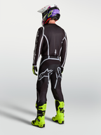 Alpinestars Fluid Apex V2 tröja, motocrosströja för herr, svart och silver, atletisk prestandapassform sedd bakifrån, fukttransporterande material för off-road-körning