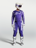 Alpinestars Fluid Apex V2 tröja och Gear Set, blå och vit motocrossutrustning med hjälm och stövlar för terrängkörning