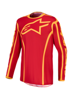 Alpinestars Fluid Apex V2 Jersey, Men's Motocross Jersey, Fire Red and Gold, moisture-wicking polyfabric with a relaxed sport fit.