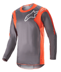 Alpinestars 2023 Racer Hoen Jersey, Long-Sleeve Motocross Jersey, Magnet Gray and Hot Orange, white Alpinestars logo on chest and shoulders, lightweight performance fabric for off-road racing