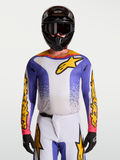 Alpinestars Fluid Drag tröja, blå och guld motocrosströja för herrar, lätt fuktavledande material för terrängkörning