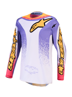 Alpinestars Fluid Drag motocrosströja för herr, ljuslila och blå iris med gula detaljer, fuktavledande polytyg