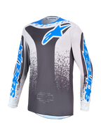 Alpinestars Fluid Drag tröja, grå och blå motocrosströja för herrar, fukttransporterande polyfabrikskonstruktion.