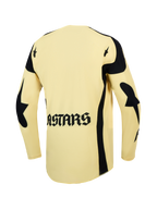 Alpinestars Techstar Atrox tröja, herr-motocrosströja, gul och svart, vy bakifrån med ASTARS-logotyp och laserperforeringar